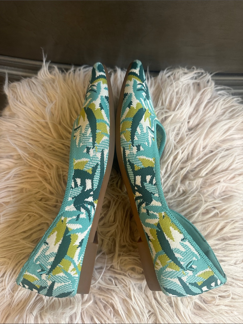 VIVAIA Teal Floral Knit Pointed Flats - Teal - Picture 4 of 6